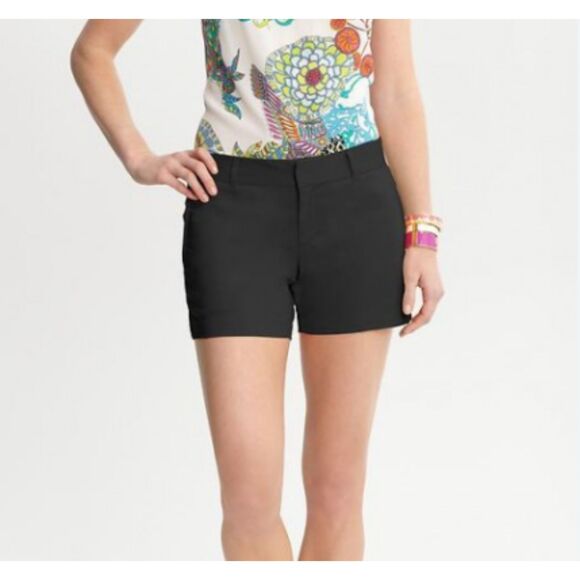 Trina Turk-Banana Republic Stretch Short Black Chino Tailored Shorts, Sz 8 - Picture 1 of 8